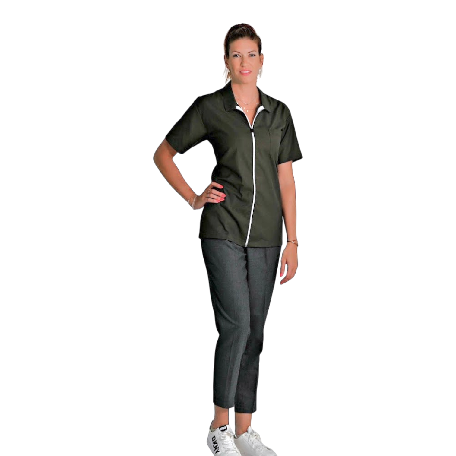 Conjunto de limpieza con camisa de manga corta con cremallera + pantalones