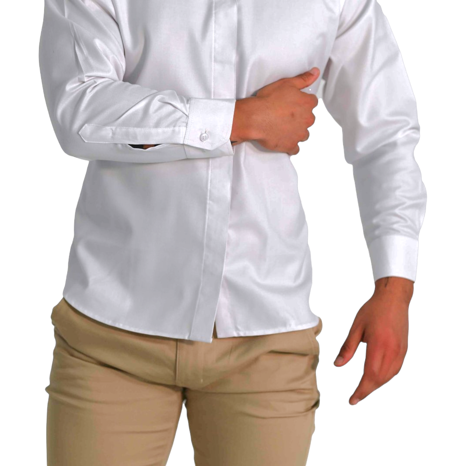 Conjunto de trabajo – camisa de vestir manga larga con botones ocultos + pantalón.