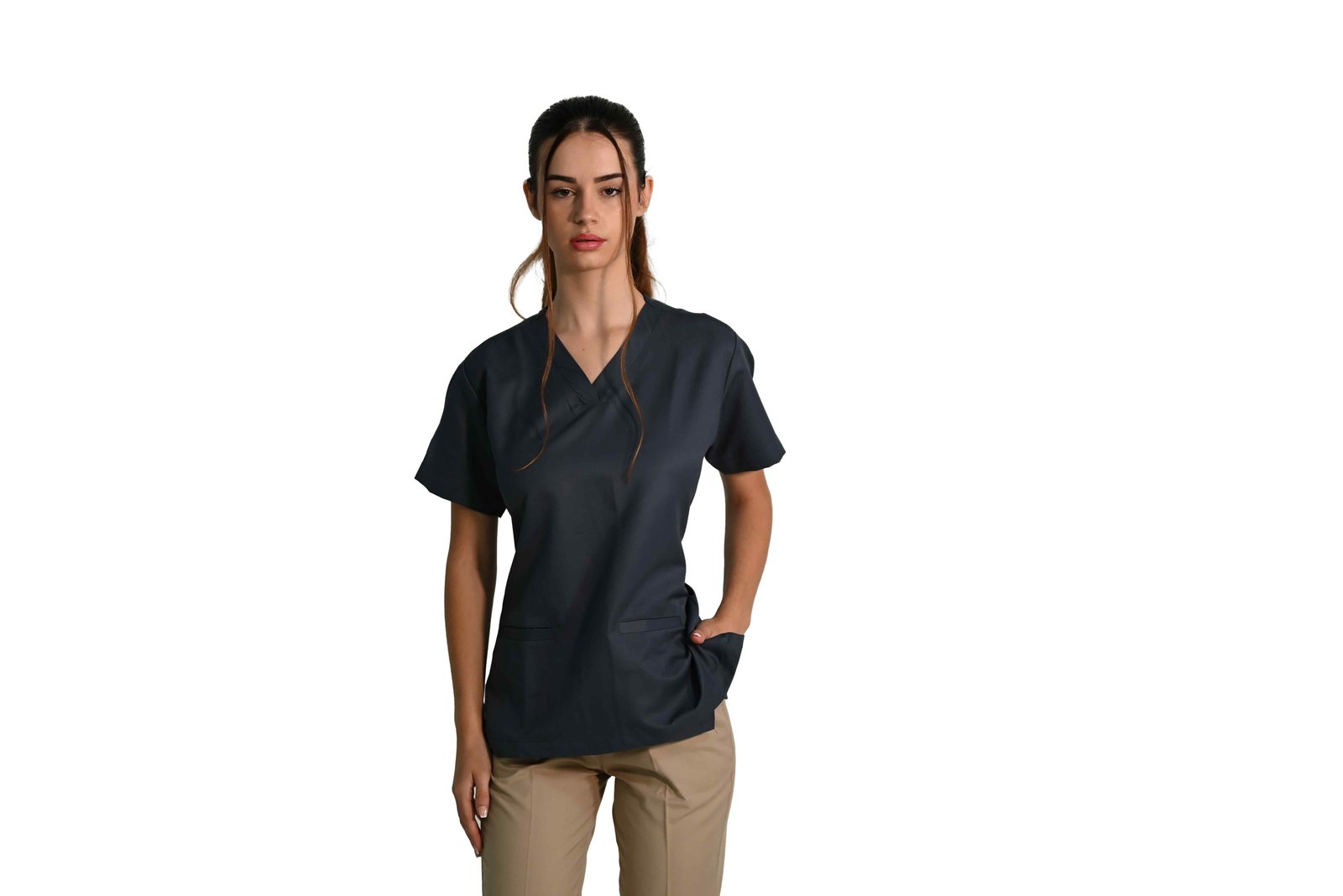 Workwear Set – short-sleeve V-neck shirt & suiting pants Workwear Set – short-sleeve V-neck shirt & suiting pants