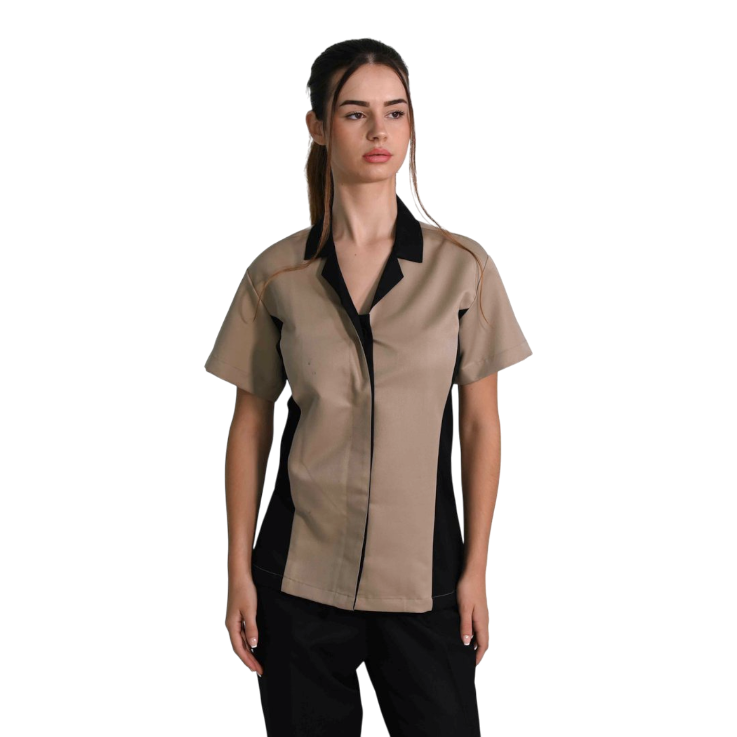 Conjunto de uniforme para hotel – blusa de manga corta y pantalón.