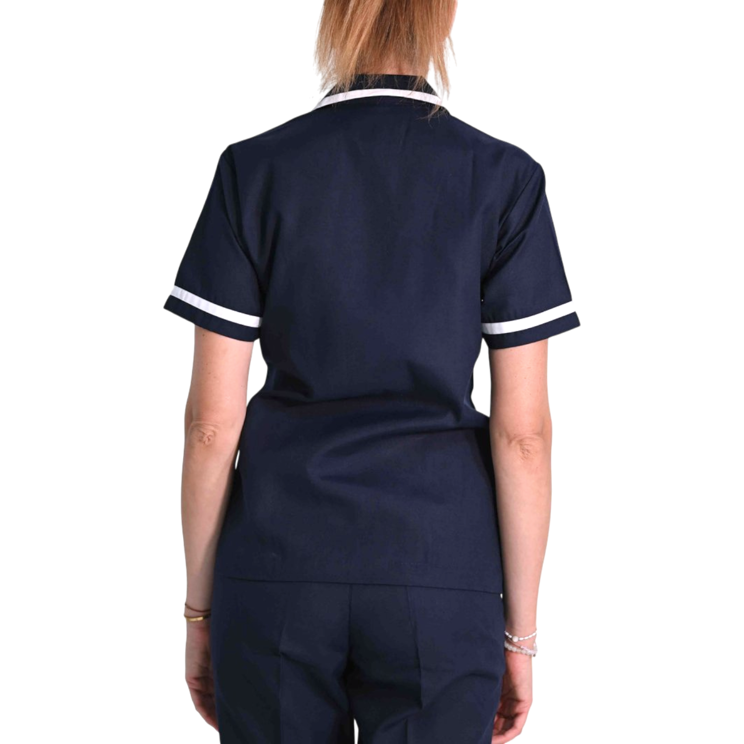 Camisa de trabajo manga corta mujer – cuello solapa.