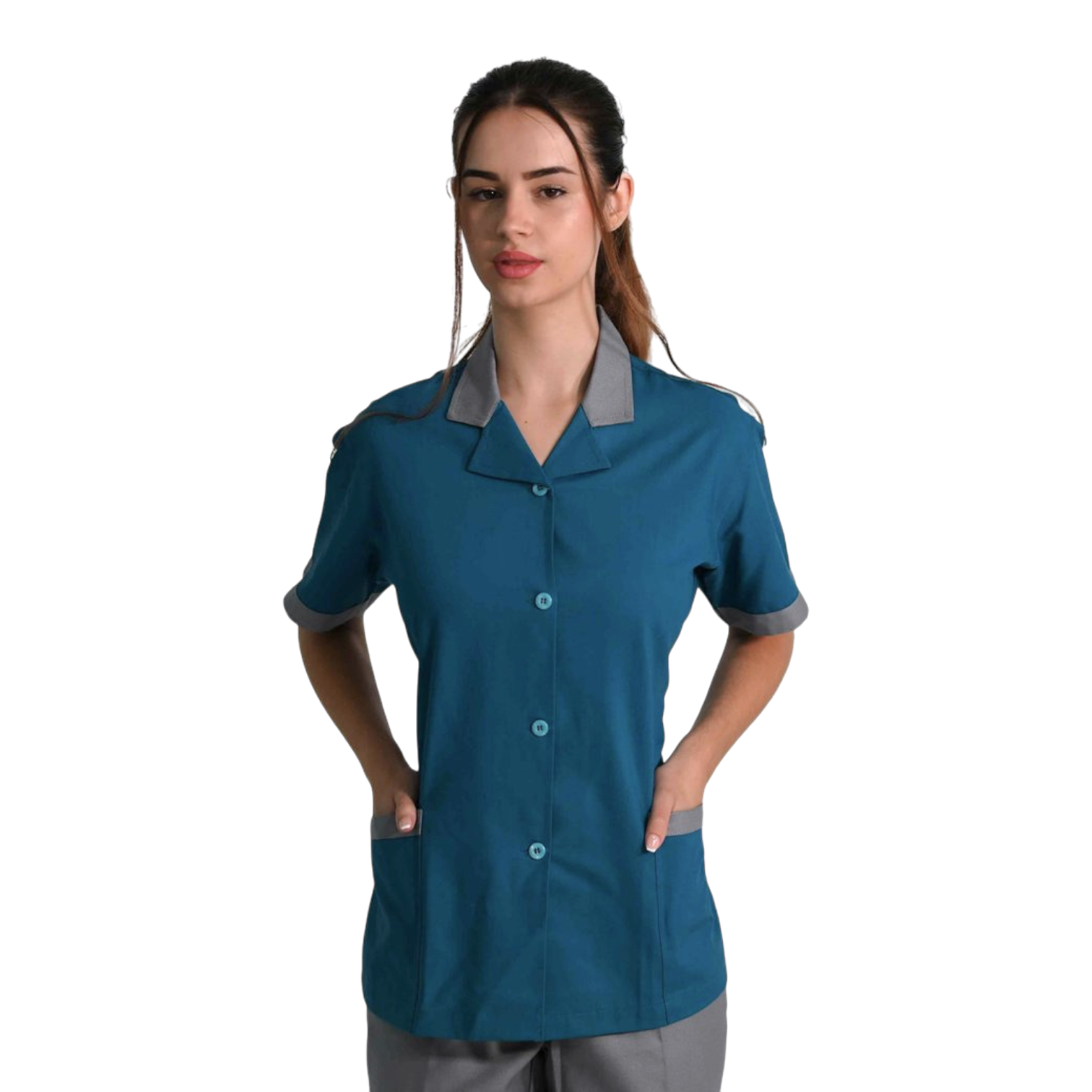 Camisa de manga corta mujer - con cuello clásico
