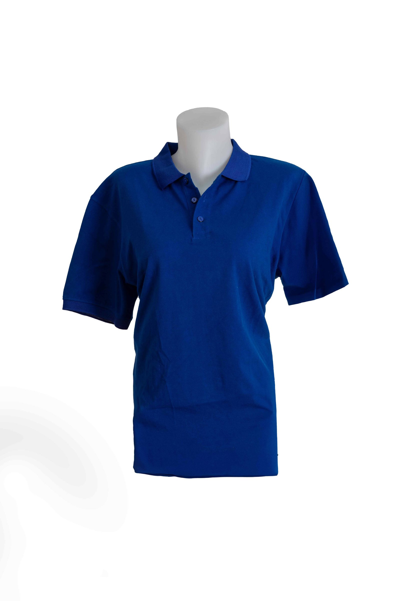 Women’s 3-button polo for hospitality uniforms, front view in a professional style.