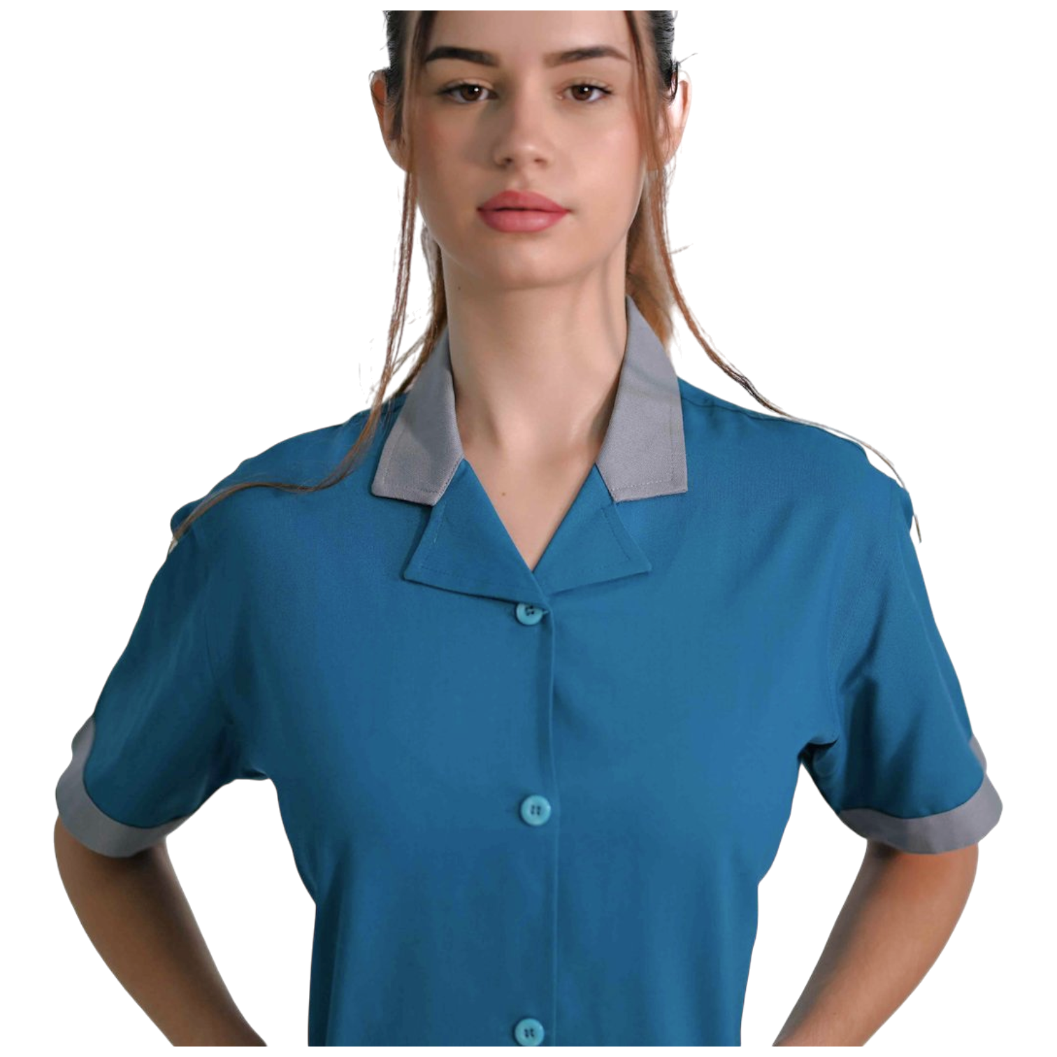 Camisa de manga corta mujer - con cuello clásico