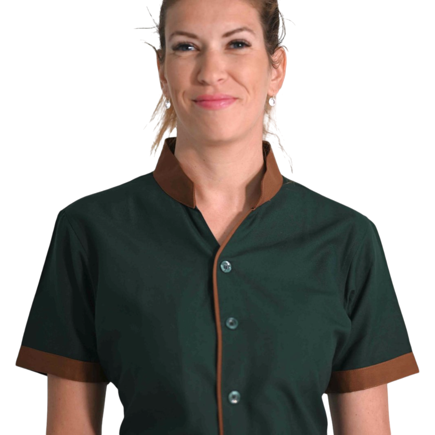 Camisa de Trabajo para Mujer - Cuello Mao Manga Corta