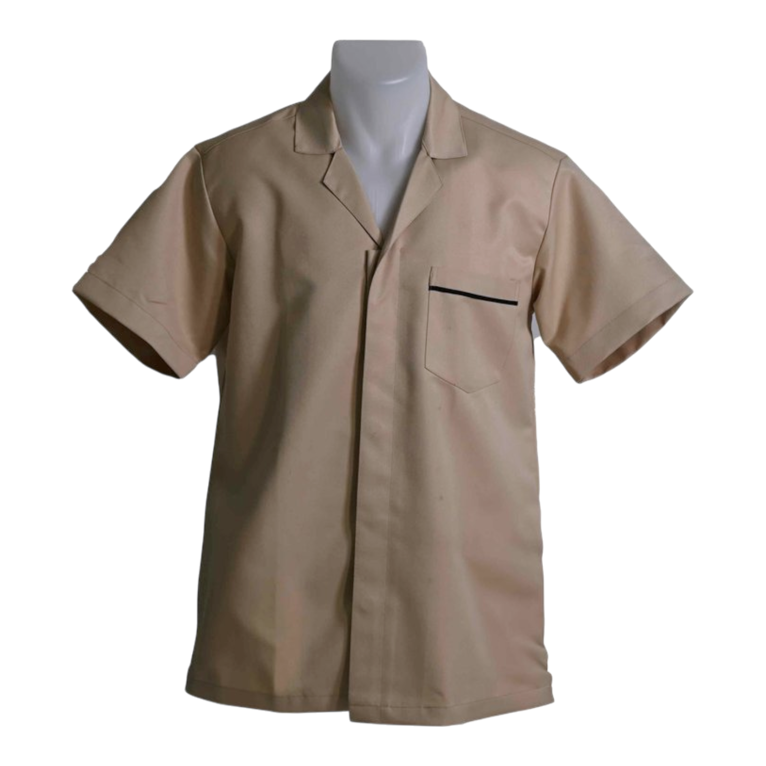 Camisa de manga corta para hombre — cuello en V y tapeta oculta