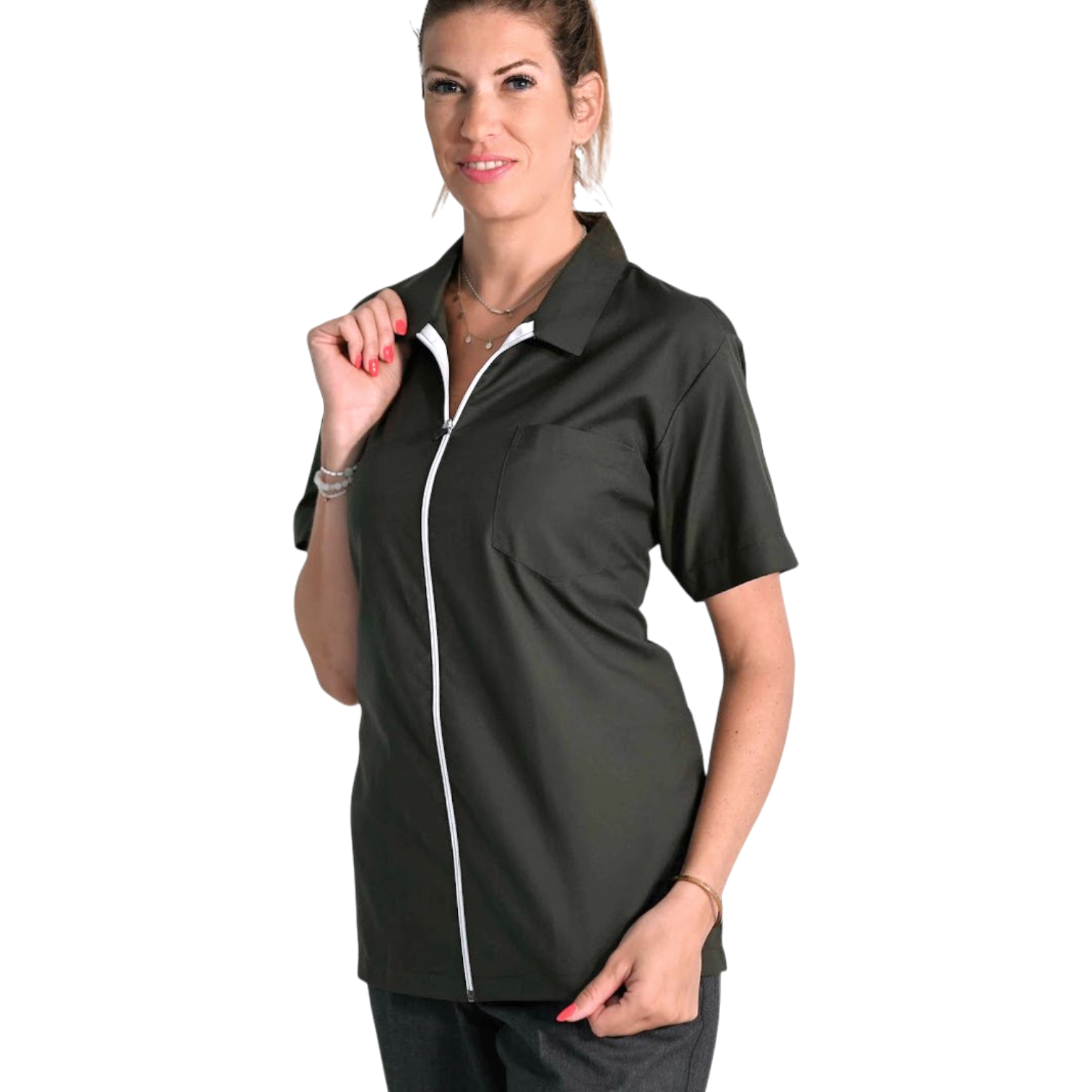 Conjunto de limpieza con camisa de manga corta con cremallera + pantalones