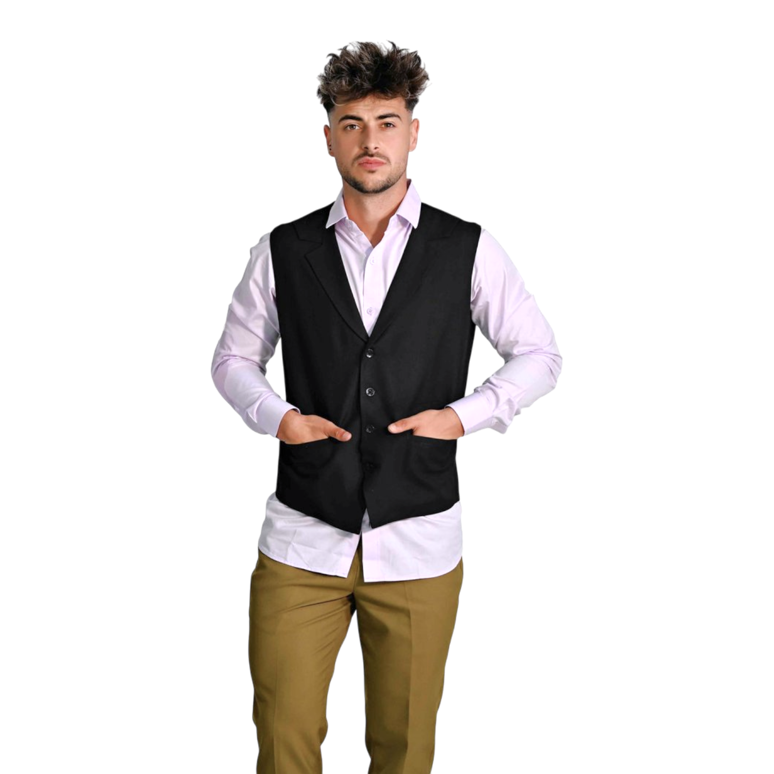 Chaleco de hostelería para uniformes de camareros, parte de un conjunto de servicio profesional.