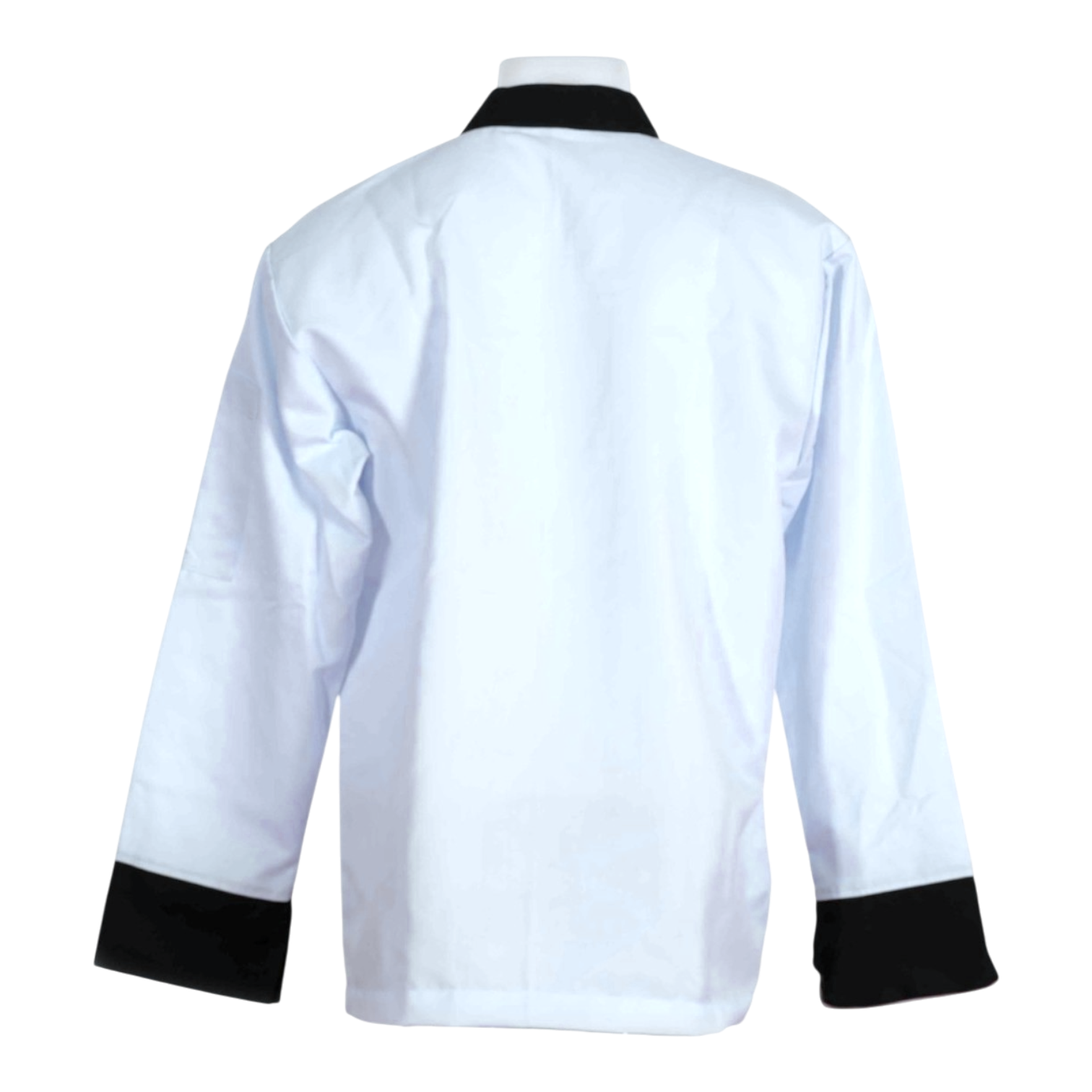 Chaqueta de chef ligera para cocina y uniformes de hostelería, vista frontal profesional.