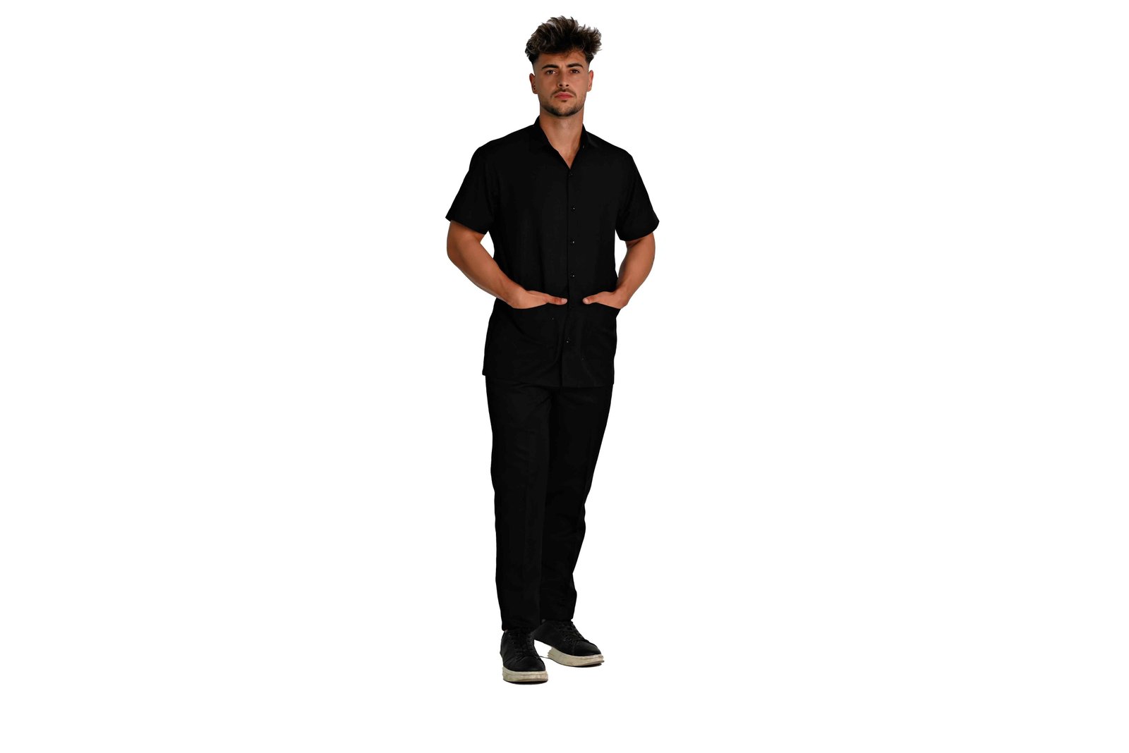 Short-sleeve work shirt for corporate workwear and office teams, clean professional look.